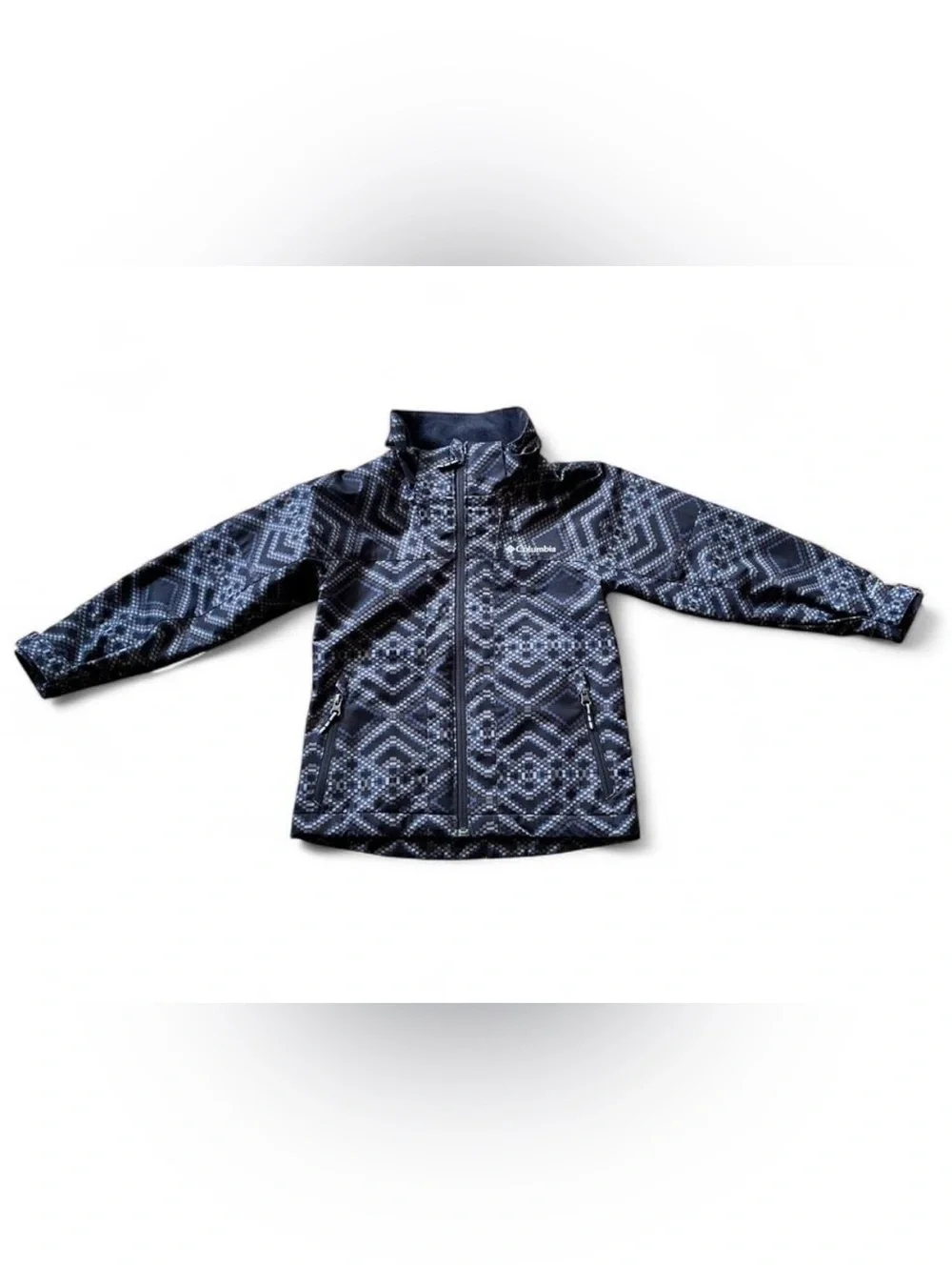 Columbia Kids Geometric Print Softshell Jacket - Black & Gray